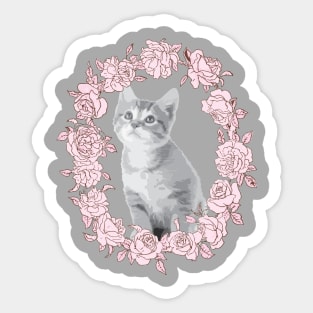 Floral Kitten Sticker